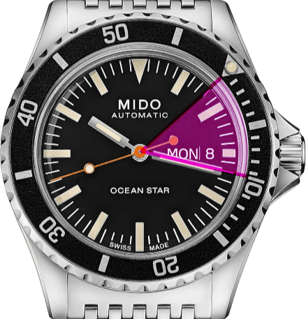 Dive watch bezel showing elapsed time