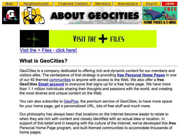 GeoCities Area51 in 1997 - Web Design Museum