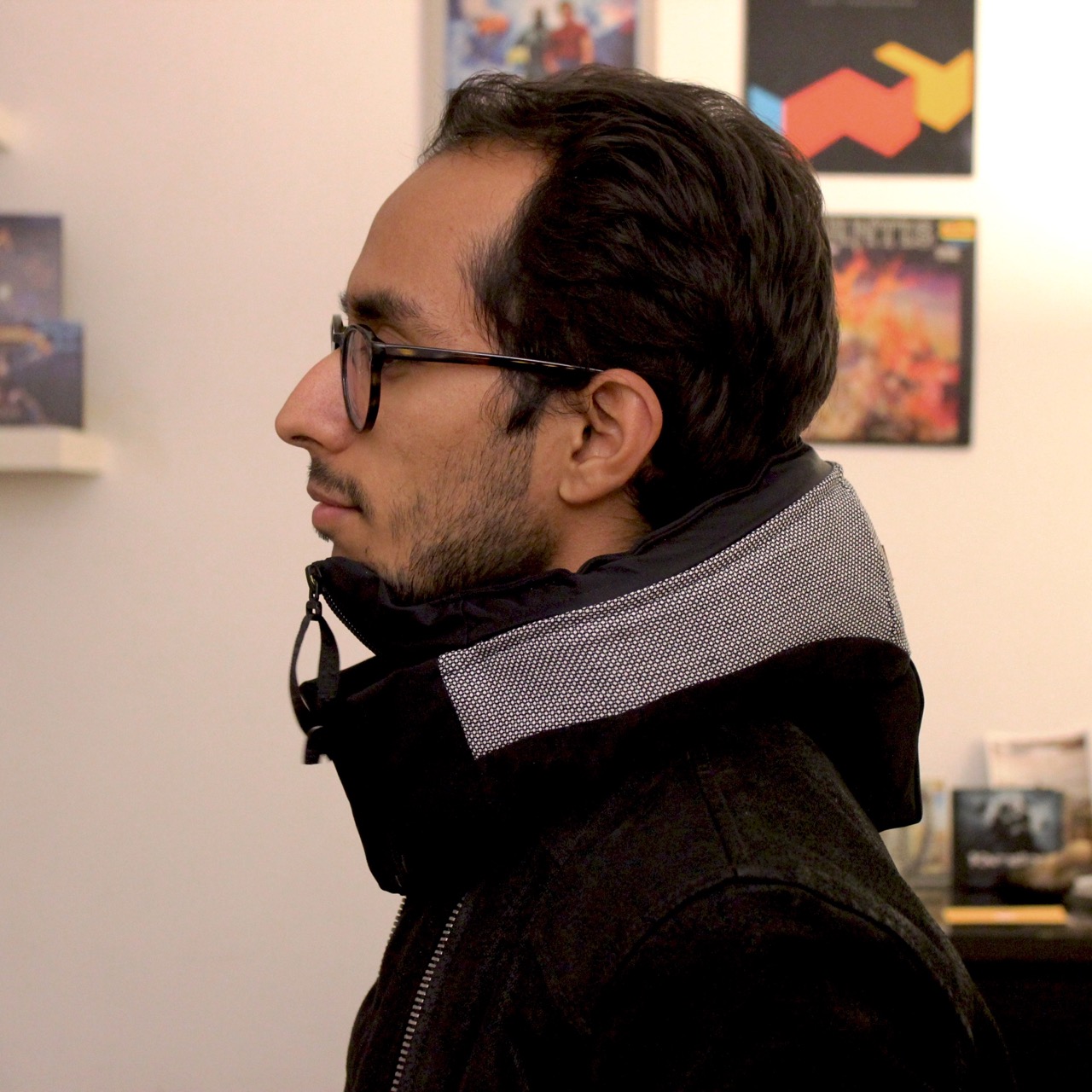 Photo: Hövding around my neck, side profile (left)